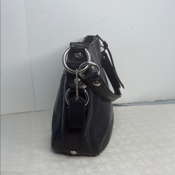 Coach Black Leather Zoe Hobo Shoulder Bag with Silver Hardware - Picture 2 of 9